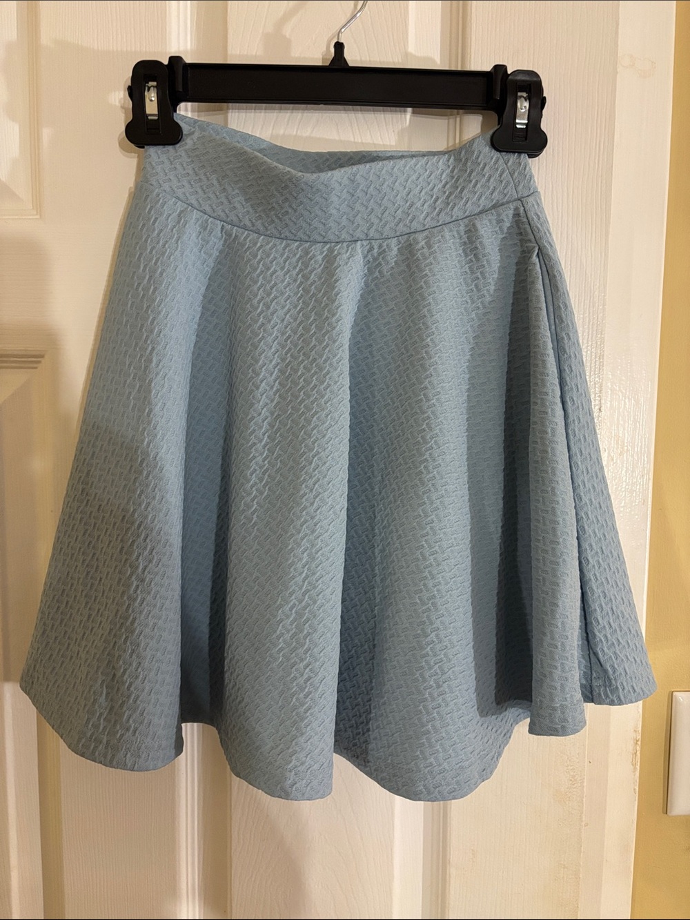 Emoda Pale Blue Textured Skater Skirt Size S